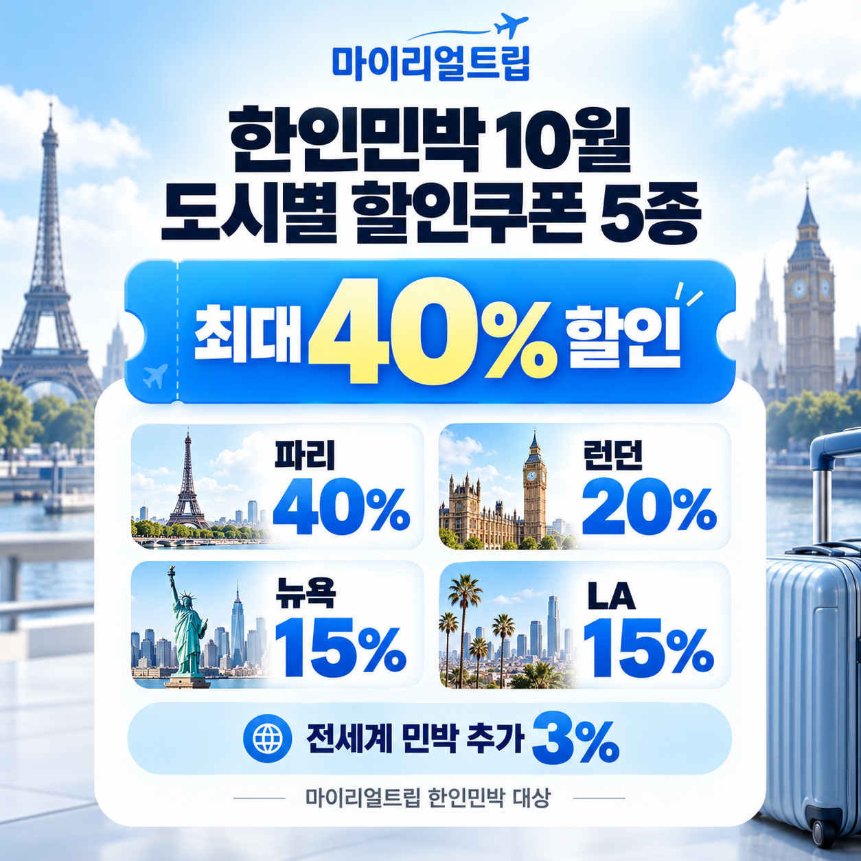 마이리얼트립 한인민박 도시별 할인쿠폰